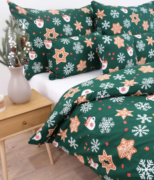 perníček zelený hnědý povlečení