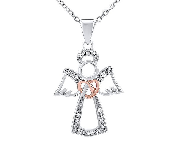 Stříbrný náhrdelník s přívěskem anděl Cassiel s Brilliance Zirconia